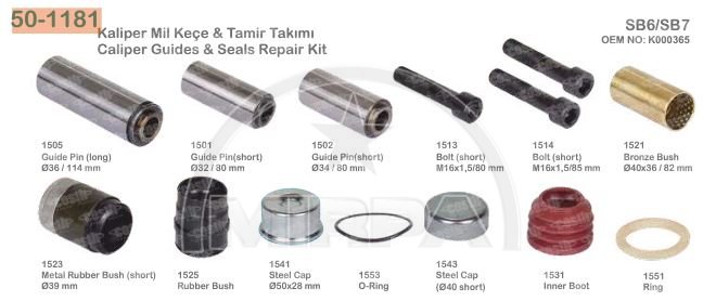 64181 | Caliper Guides & Seals Repair Kit
 